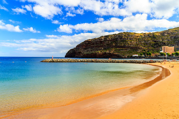 Best sandy beach on Madeira island, Machico, Portugal