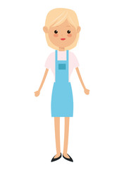 flat design single woman wearing apron icon vector illustration