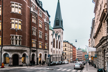 Fototapeta na wymiar Streets and Buildings of Stockholm, Sweden