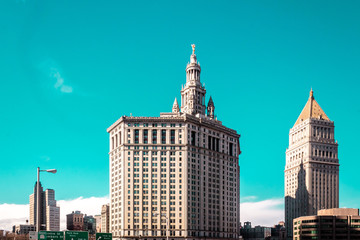 Obraz premium Buildings near the Brookling Bridge in Manhattan, New York City