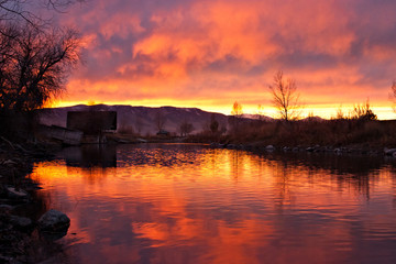 Sunset reflection over river