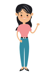 flat design single woman icon vector illustration