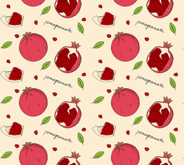 Hand drawn pomegranate seamless pattern.