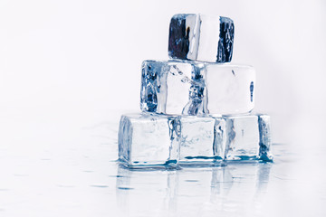 Ice cubes on table