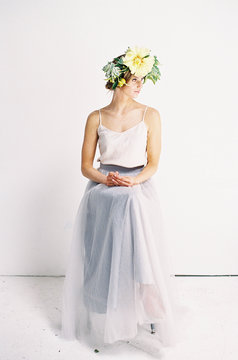 Portrait of woman wearing floral crown