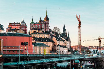 Fototapeta na wymiar Colorful Nordic Houses of Stockholm, Sweden