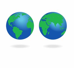 World globe vector illustration. Southern Hemisphere. North hemisphere