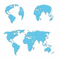 vector illustration set - map of the world, the two hemispheres