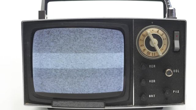 very stylish vintage television with static
