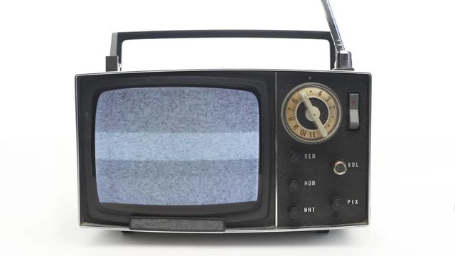 very stylish vintage television with static