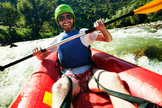 Happy Man Rafting