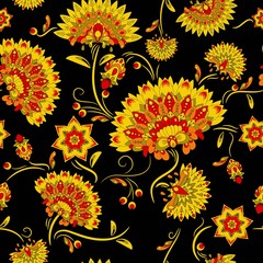Traditional russian khokhloma seamless pattern.