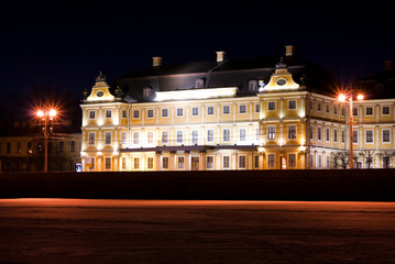 Fototapeta na wymiar Menshikov Palace on the embankment of the River Neva night, St.Petersburg, Russia