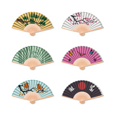 Set fan on a white background . Accessory geisha . Subject to Ka