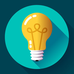 Creative idea in light bulb shape as inspiration concept. Flat icon.