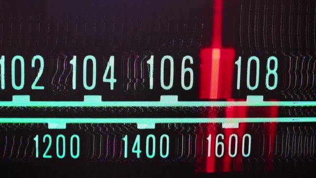 retro radio dial through different stations frequencies