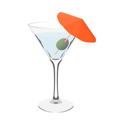 transparent martini glass cocktail realistic isolated vector illustration