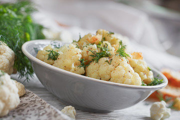 Cauliflower cooked with oil and herbs