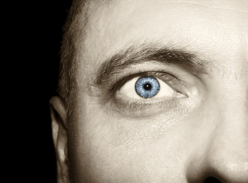 Image of man's vintage  eye close up.