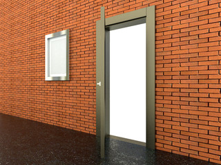 3d rendering of a metal door