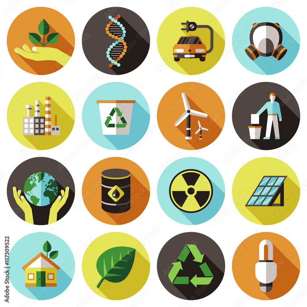 Poster ecology icons set