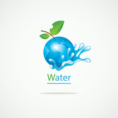 Planet Earth in the spray of clean water