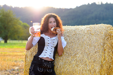 Attractive woman enjoying the Oktoberfest