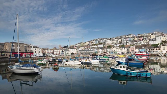 traditional english seaside town with fishing port