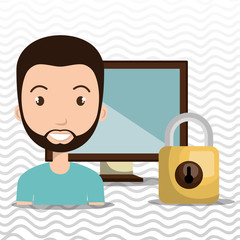 person screen padlock glass