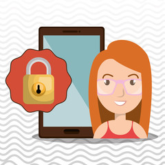 person smartphone padlock security