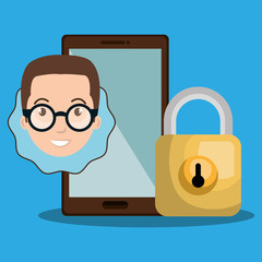 person smartphone padlock security