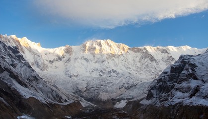 Morning view of Mount Annapurna from Annapurna base camp