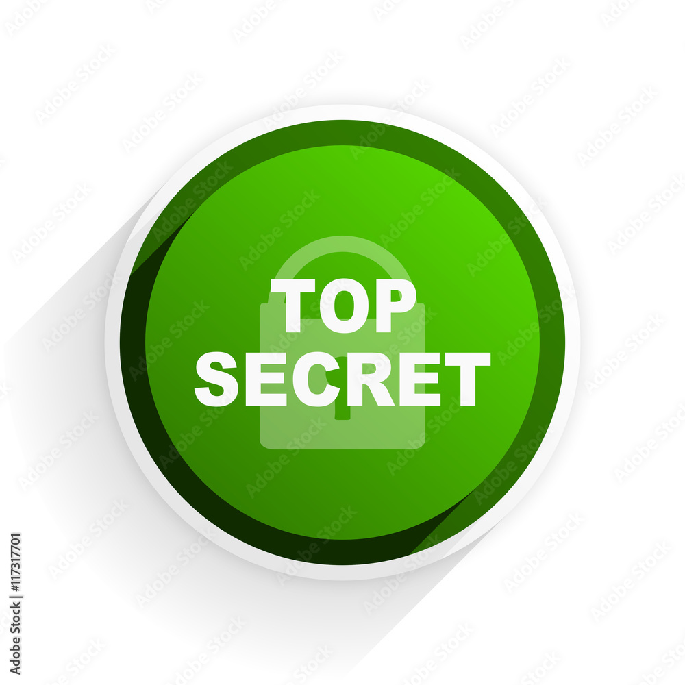 Poster top seret flat icon with shadow on white background, green modern design web element