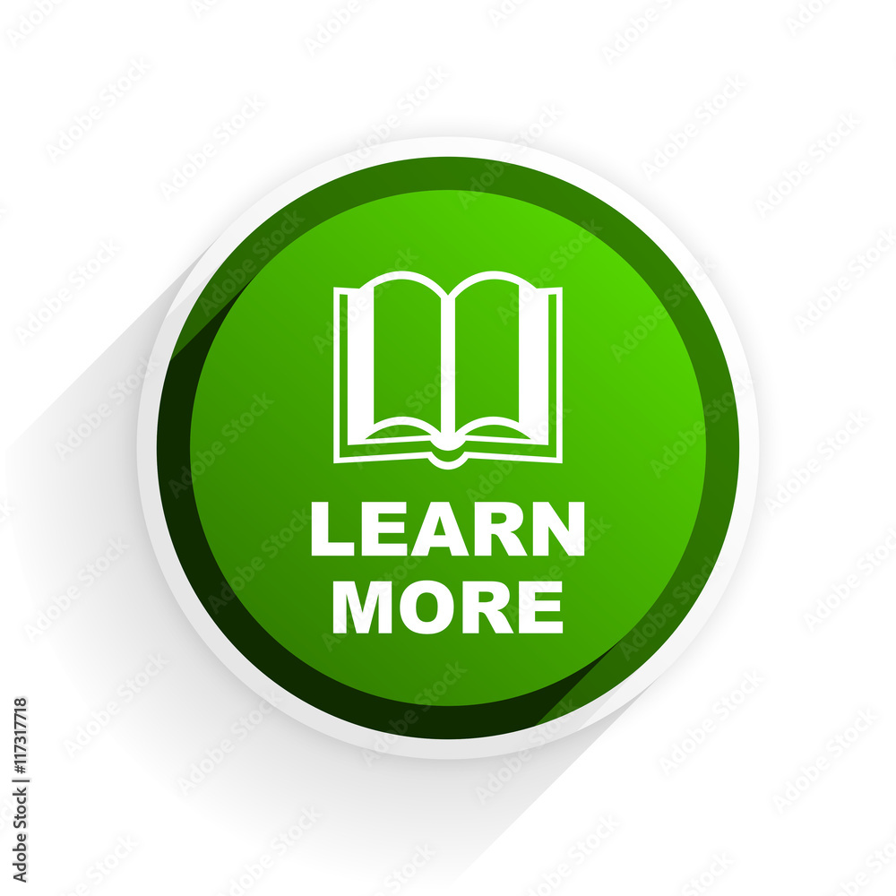 Leinwandbilder learn more flat icon with shadow on white background, green modern design web element