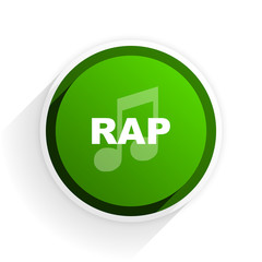 rap music flat icon with shadow on white background, green modern design web element