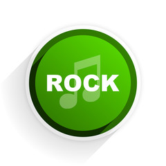 rock music flat icon with shadow on white background, green modern design web element