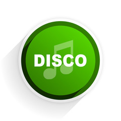 disco music flat icon with shadow on white background, green modern design web element