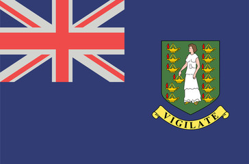 Vector flat style British Virgin Islands state flag. Official design of BVI national flag. Symbol with britain flag and emblem. Independence day, holiday, web button, illustration template background