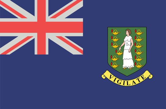 Vector flat style British Virgin Islands state flag. Official design of BVI national flag. Symbol with britain flag and emblem. Independence day, holiday, web button, illustration template background