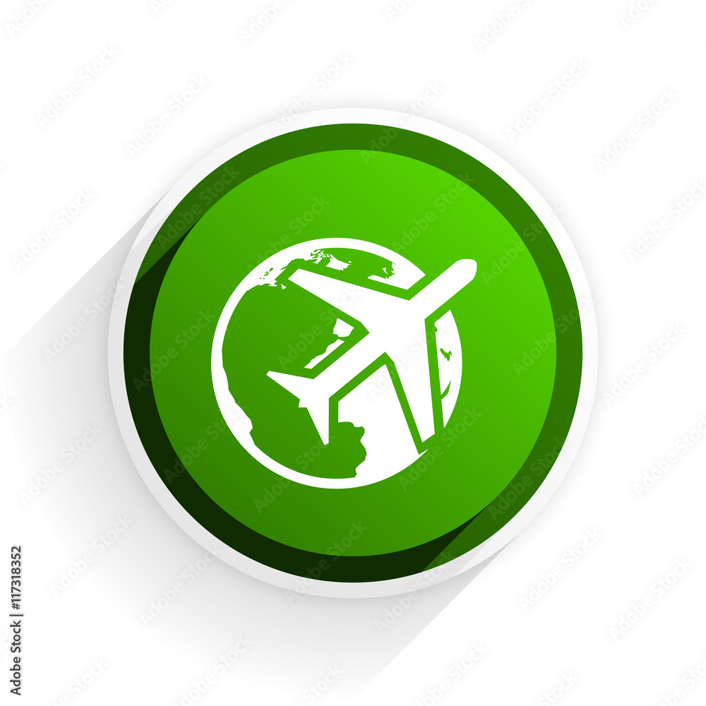 Poster travel flat icon with shadow on white background, green modern design web element