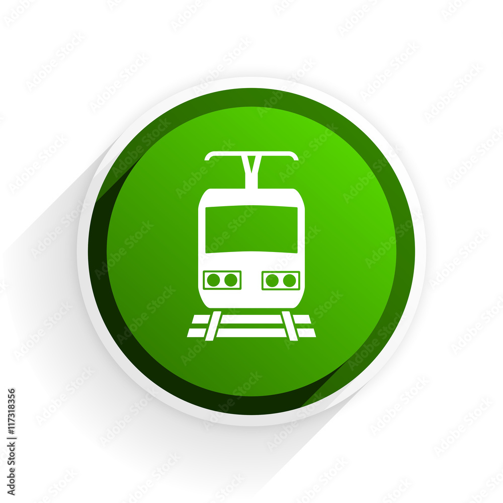 Aufkleber train flat icon with shadow on white background, green modern design web element
