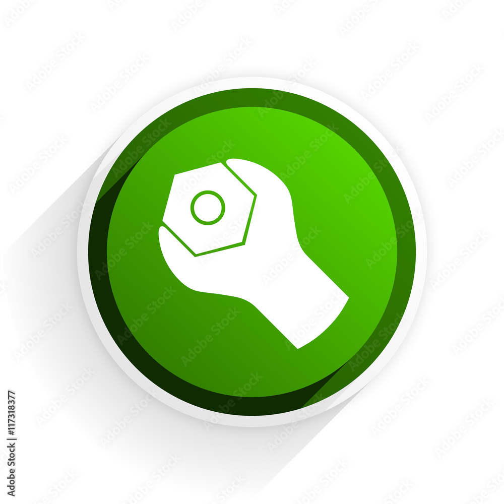 Poster tools flat icon with shadow on white background, green modern design web element
