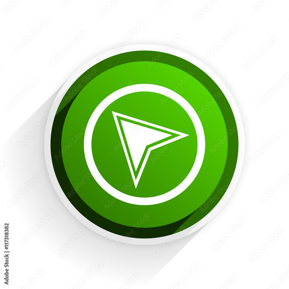 Poster navigation flat icon with shadow on white background, green modern design web element