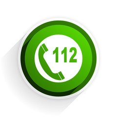 emergency call flat icon with shadow on white background, green modern design web element