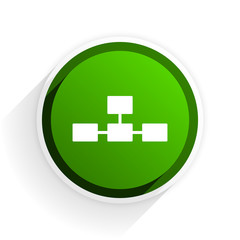 database flat icon with shadow on white background, green modern design web element