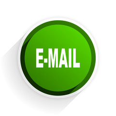 email flat icon with shadow on white background, green modern design web element