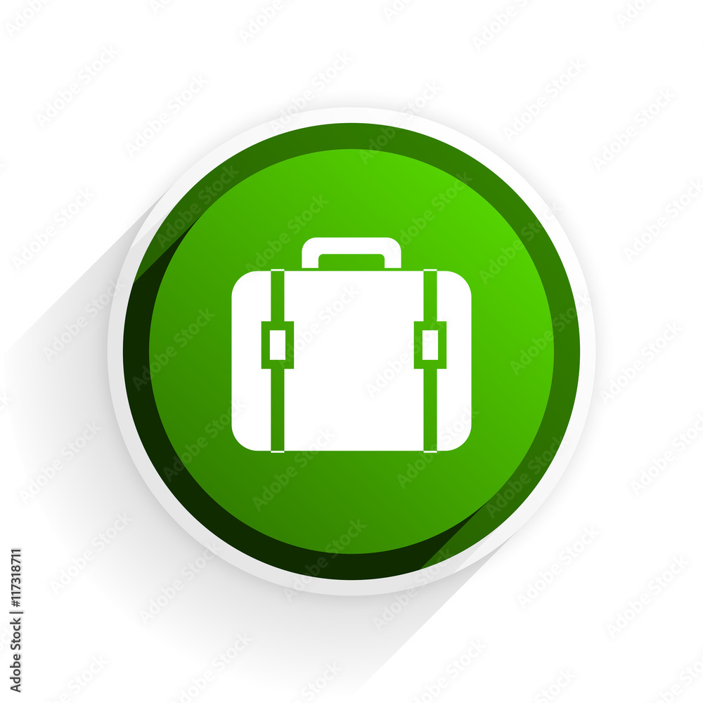 Poster bag flat icon with shadow on white background, green modern design web element