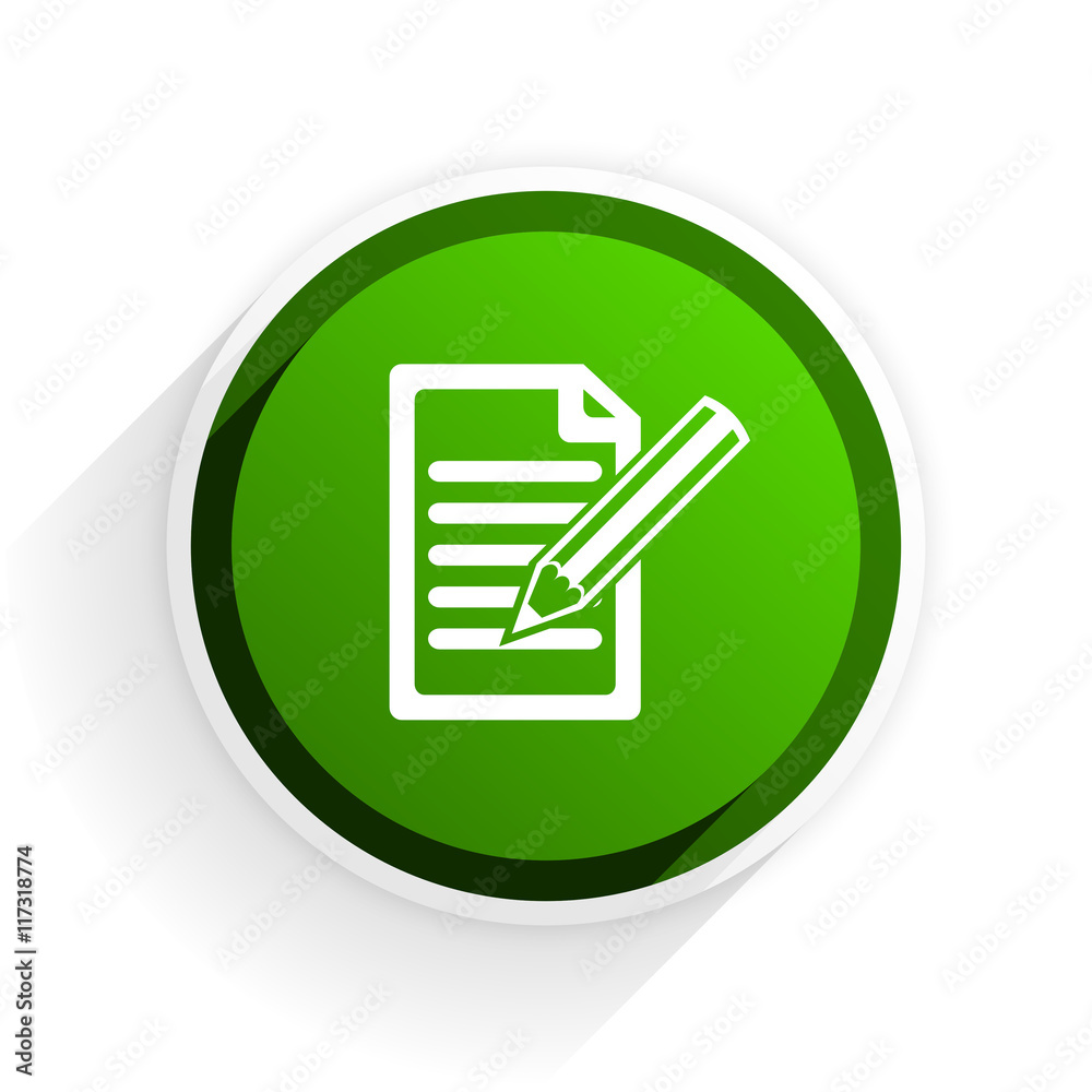 Poster subscribe flat icon with shadow on white background, green modern design web element