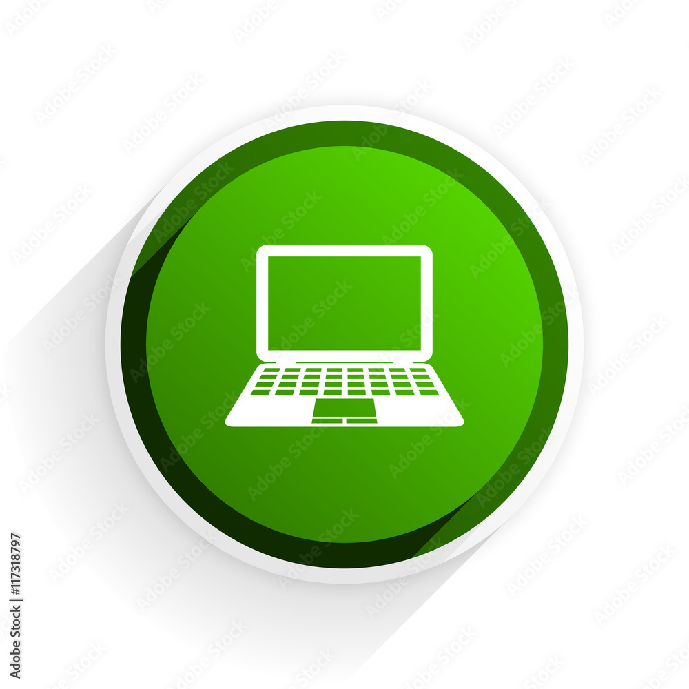 Leinwandbilder computer flat icon with shadow on white background, green modern design web element