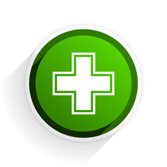 pharmacy flat icon with shadow on white background, green modern design web element